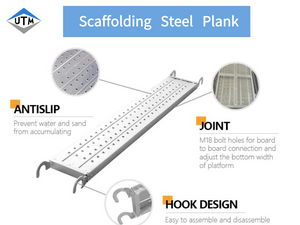 Q235 Galvanized Steel Catwalks Platform Ringlock Scaffolding Metal Plank with Hooks 