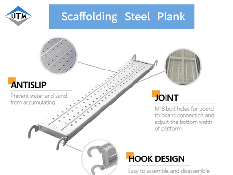 Q235 Galvanized Steel Catwalks Platform Ringlock Scaffolding Metal Plank with Hooks 