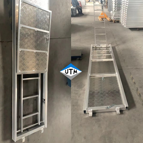 Safety Construction Aluminium Walk Boards Scaffolding Plank Trapdoor Platform With Ladder