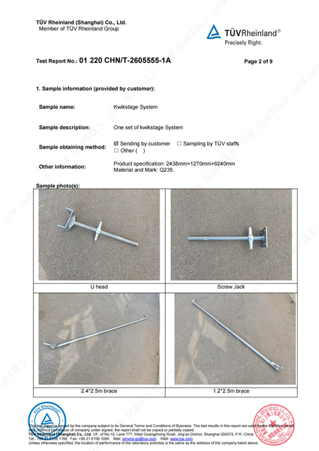 Kwikstage Scaffolding AS1576 Testing Report Certificate 02