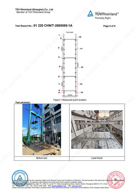 Kwikstage Scaffolding AS1576 Testing Report Certificate 08