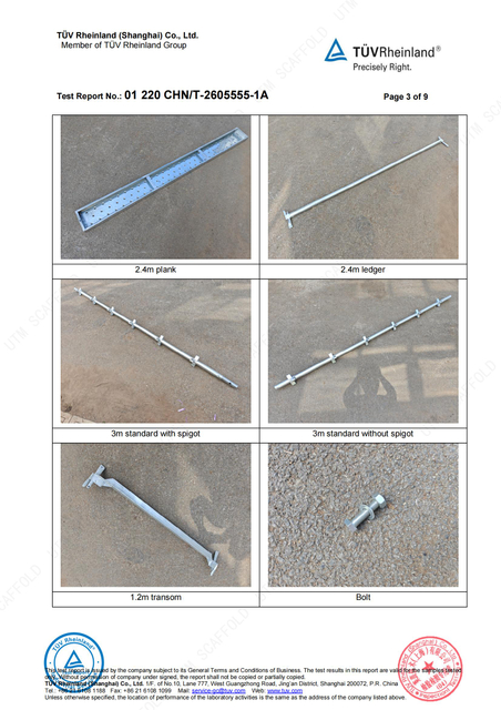 Kwikstage Scaffolding AS1576 Testing Report Certificate 03
